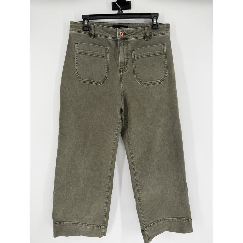 Sanctuary The Marine Crop Jeans Women's 29 Green Wide Leg Cropped Utility Denim
